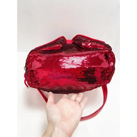 Coach Poppy Red Sequin Glam Tote Shoulder Bag Crossbody Rare - Picture 7 of 16